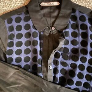 Thomas Pink Black and Blue semi-sheer blouse